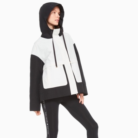 NWT!! Kate Spade Colorblock Mixed Media Black and White Anorak Jacket - Picture 2 of 9
